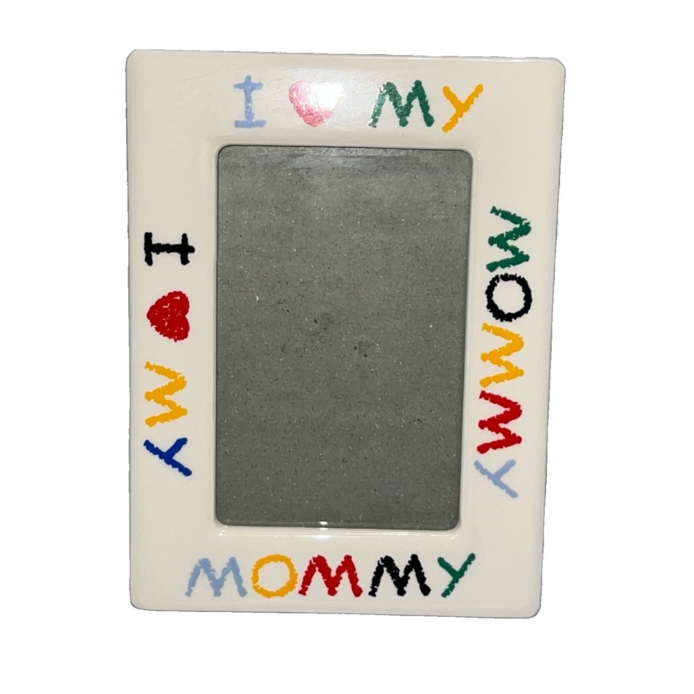 Vintage 90's I Love My Mom Ceramic Picture Frame 5x7 Retro Decor Crayon Style